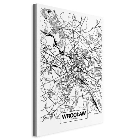 Obraz - Mapa miasta: Wrocław (1-częściowy) pionowy 20x30 Na płótnie włoskim