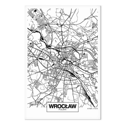 Obraz - Mapa miasta: Wrocław (1-częściowy) pionowy 20x30 Na płótnie włoskim