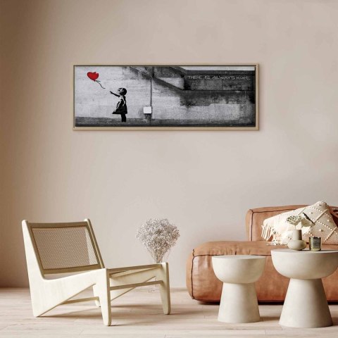 Obraz - Zawsze jest nadzieja (1-częściowy) wąski czerwony 120x40 W ramie drewnianej naturalnej