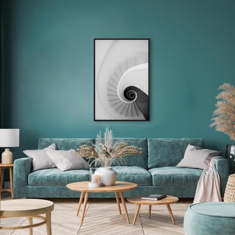 Obraz - Białe schody (1-częściowy) pionowy 40x60 W ramie drewnianej czarnej