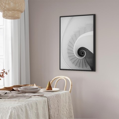Obraz - Białe schody (1-częściowy) pionowy 40x60 W ramie drewnianej czarnej