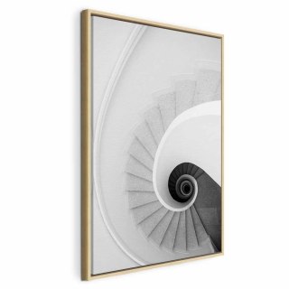 Obraz - Białe schody (1-częściowy) pionowy 40x60 W ramie drewnianej naturalnej
