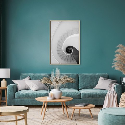 Obraz - Białe schody (1-częściowy) pionowy 80x120 W ramie drewnianej naturalnej