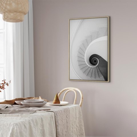 Obraz - Białe schody (1-częściowy) pionowy 80x120 W ramie drewnianej naturalnej
