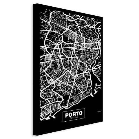 Obraz - Mapa w negatywie: Porto (1-częściowy) pionowy 20x30 Na płótnie włoskim