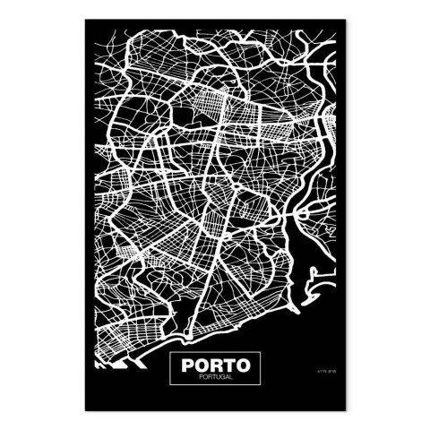 Obraz - Mapa w negatywie: Porto (1-częściowy) pionowy 20x30 Na płótnie włoskim