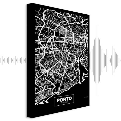 Obraz - Mapa w negatywie: Porto (1-częściowy) pionowy 40x60 Akustyczny