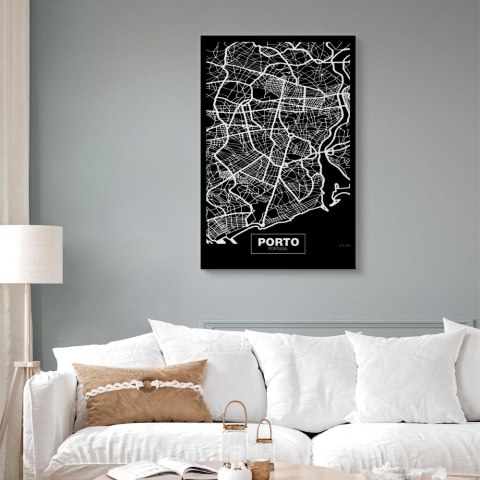 Obraz - Mapa w negatywie: Porto (1-częściowy) pionowy 80x120 Akustyczny