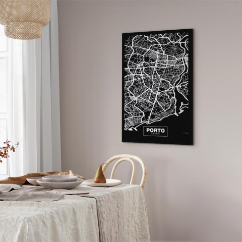 Obraz - Mapa w negatywie: Porto (1-częściowy) pionowy 80x120 Na płótnie włoskim