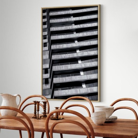Obraz - Architektoniczny raster (1-częściowy) pionowy 60x90 W ramie drewnianej naturalnej