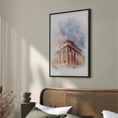 Obraz - Malowany Partenon (1-częściowy) pionowy 40x60 W ramie drewnianej czarnej