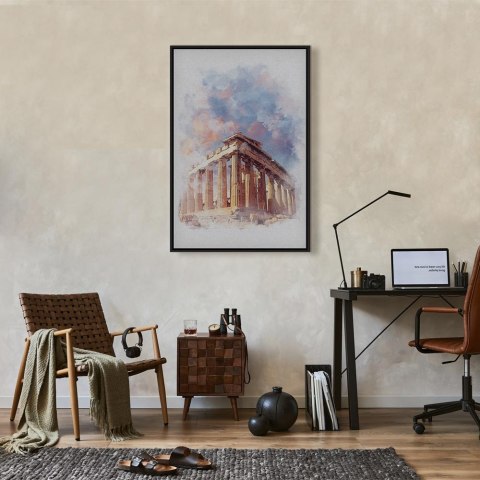 Obraz - Malowany Partenon (1-częściowy) pionowy 40x60 W ramie drewnianej czarnej