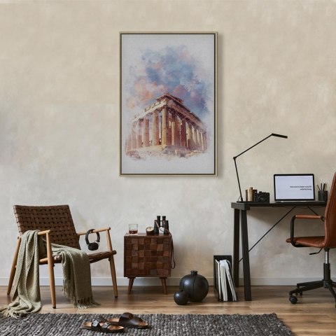Obraz - Malowany Partenon (1-częściowy) pionowy 60x90 W ramie drewnianej naturalnej