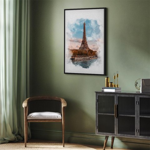 Obraz - Paryski widok (1-częściowy) pionowy 40x60 W ramie drewnianej czarnej