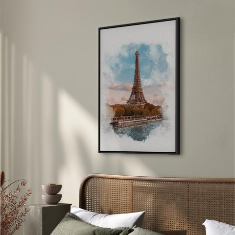 Obraz - Paryski widok (1-częściowy) pionowy 40x60 W ramie drewnianej czarnej
