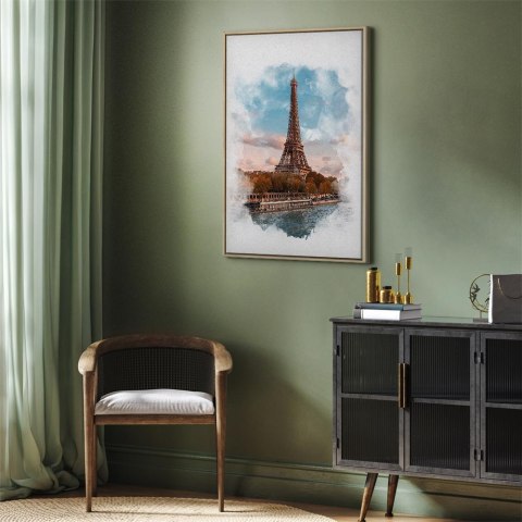 Obraz - Paryski widok (1-częściowy) pionowy 80x120 W ramie drewnianej naturalnej
