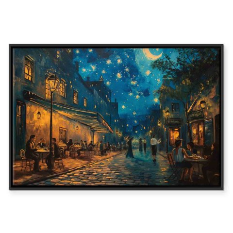 Obraz - Uliczka Paryża - obraz inspirowany stylem Vincenta van Gogha 60x40 W ramie drewnianej czarnej