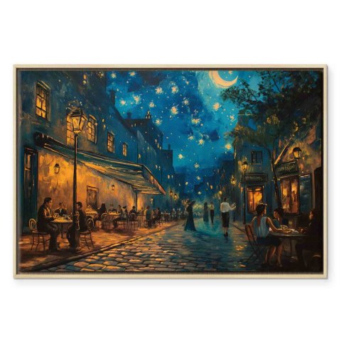 Obraz - Uliczka Paryża - obraz inspirowany stylem Vincenta van Gogha 60x40 W ramie drewnianej naturalnej