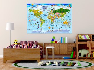 Obraz na korku - Mapa dla dzieci: Kolorowe podróże [Mapa korkowa] 60x40