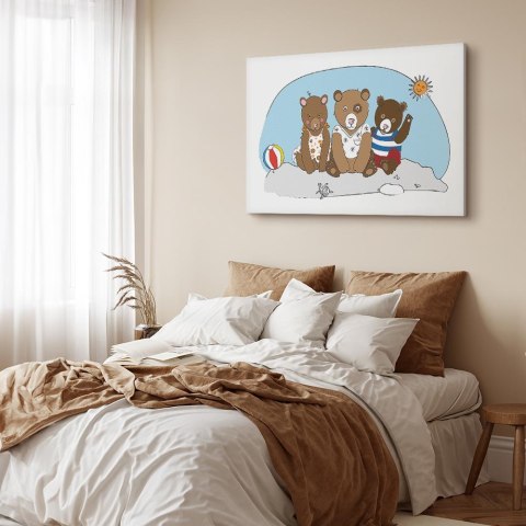 Obraz - Misie na plaży (1-częściowy) szeroki 90x60 Standard