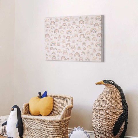 Obraz - Wiosna - pastelowe tęcze z serduszkami w deszczowy dzień 30x20 Standard