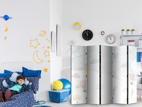 Parawan - Balony na niebie - Balony w pastelowych barwach latające po zachmurzonym niebie - wśród tęczy i gwiazd 225x172 Akustyc