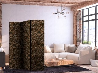 Parawan - Gęsta roślinność - botaniczne wzory w ilustracyjnym stylu; brązowe 135x172 Dwustronny