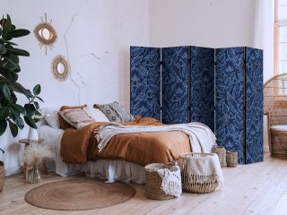 Parawan - Gęsta roślinność - botaniczne wzory w ilustracyjnym stylu; niebieskie 225x172 Akustyczny