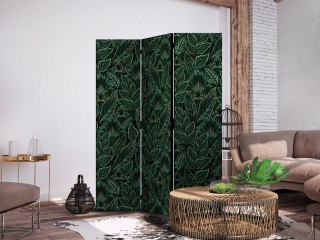 Parawan - Gęsta roślinność - botaniczne wzory w ilustracyjnym stylu; zielone 135x172 Dwustronny