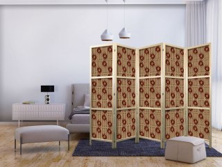 Parawan japoński - Drapieżne rysy - czerwone abstrakcyjne kształty inspirowane tribalem 225x172