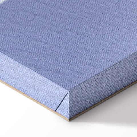 Obraz - Linie i symetria - ekspresyjna biała krata na niebieskim tle 20x30 Akustyczny
