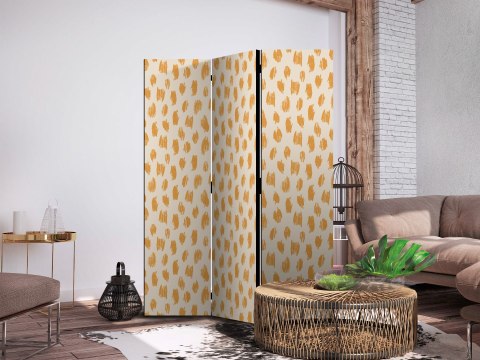 Parawan - Rysowany wzór w cętki i kropki w odcieniach pomarańczowych i ecru 135x172 Dwustronny