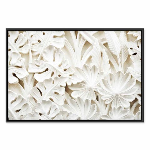 Obraz - Ceramiczne liście (1-częściowy) szeroki 120x80 W ramie drewnianej czarnej