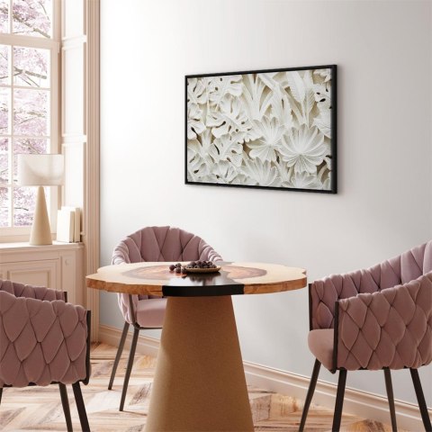 Obraz - Ceramiczne liście (1-częściowy) szeroki 120x80 W ramie drewnianej czarnej