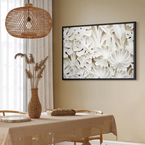 Obraz - Ceramiczne liście (1-częściowy) szeroki 120x80 W ramie drewnianej czarnej