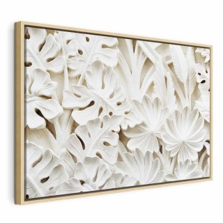 Obraz - Ceramiczne liście (1-częściowy) szeroki 120x80 W ramie drewnianej naturalnej