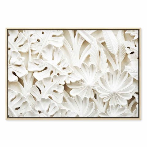 Obraz - Ceramiczne liście (1-częściowy) szeroki 120x80 W ramie drewnianej naturalnej