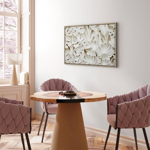 Obraz - Ceramiczne liście (1-częściowy) szeroki 120x80 W ramie drewnianej naturalnej