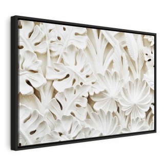 Obraz - Ceramiczne liście (1-częściowy) szeroki 60x40 W ramie drewnianej czarnej