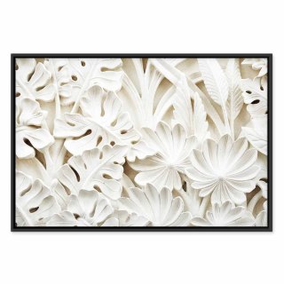 Obraz - Ceramiczne liście (1-częściowy) szeroki 60x40 W ramie drewnianej czarnej