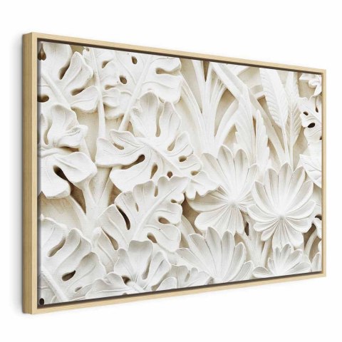 Obraz - Ceramiczne liście (1-częściowy) szeroki 60x40 W ramie drewnianej naturalnej