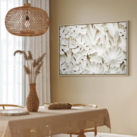Obraz - Ceramiczne liście (1-częściowy) szeroki 60x40 W ramie drewnianej naturalnej