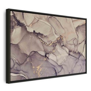 Obraz - Akwarelowa abstrakcja - pudroworóżowy marmur ze złotym akcentem 120x80 W ramie drewnianej czarnej