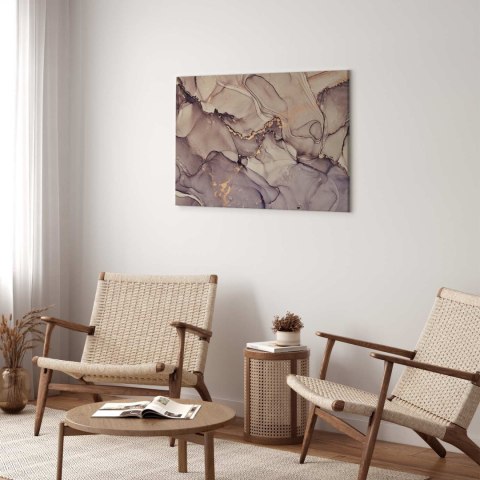 Obraz - Akwarelowa abstrakcja - pudroworóżowy marmur ze złotym akcentem 90x60 Standard