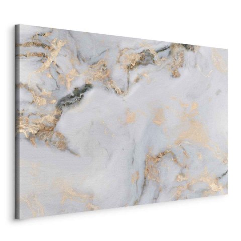 Obraz - Biały kamień - elegancki marmur ze złotymi refleksami 30x20 Na płótnie włoskim