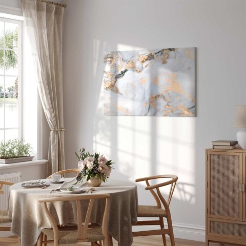 Obraz - Biały kamień - elegancki marmur ze złotymi refleksami 30x20 Na płótnie włoskim