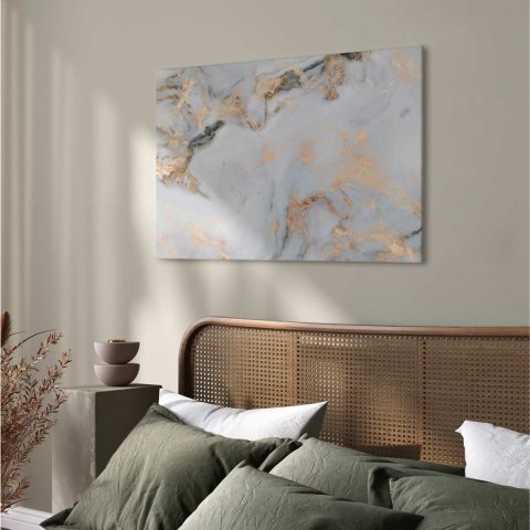 Obraz - Biały kamień - elegancki marmur ze złotymi refleksami 90x60 Standard
