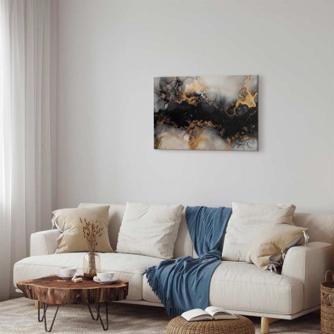 Obraz - Złote eksplozje - abstrakcyjny wzór inspirowany marmurem 30x20 Premium Print