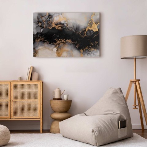 Obraz - Złote eksplozje - abstrakcyjny wzór inspirowany marmurem 30x20 Premium Print