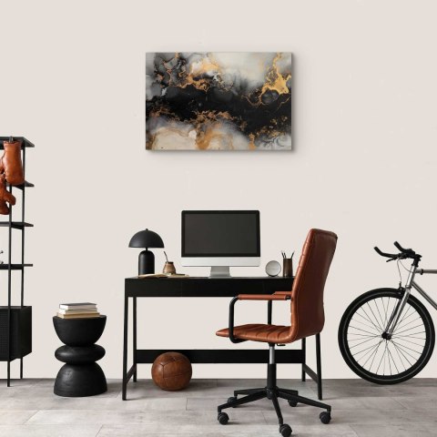 Obraz - Złote eksplozje - abstrakcyjny wzór inspirowany marmurem 30x20 Standard